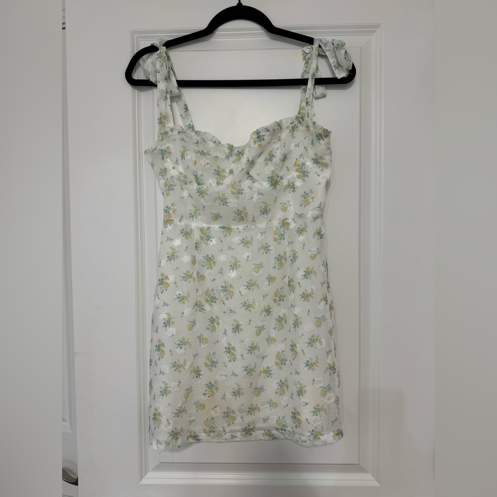 Hello Molly - Yellow & Green Floral Mini Dress - Size 6
